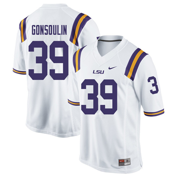Men #39 Jack Gonsoulin LSU Tigers College Football Jerseys Sale-White - Click Image to Close